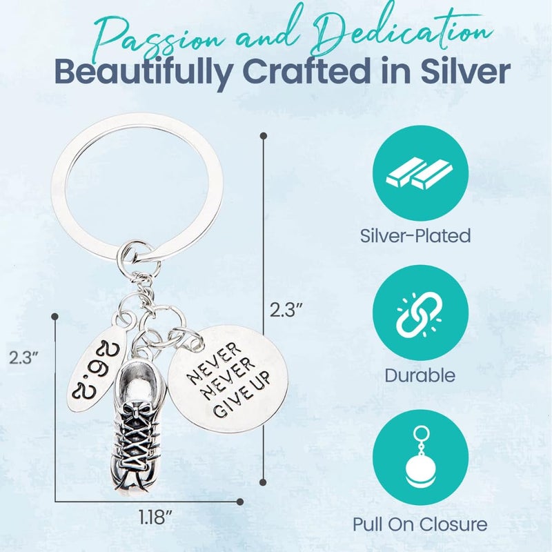 Infinity Collection Marathon Gifts - Never Give Up Runner Keychain, Running Jewelry, Marathon Jewelry, 26.2 Keychain - Image 3